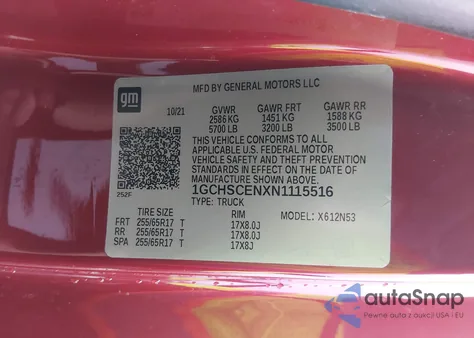 2022 Chevrolet Colorado 2Wd Long Box Lt from USA, damaged, VIN 1GCHSCENXN1115516